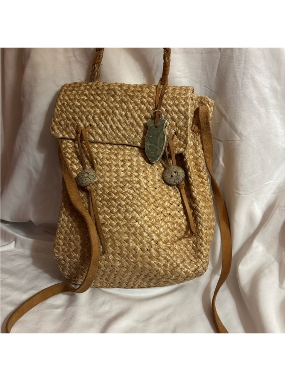 Esprit Natural Straw Crossbody Bag with Tan Leather Trim - Picture 6 of 6